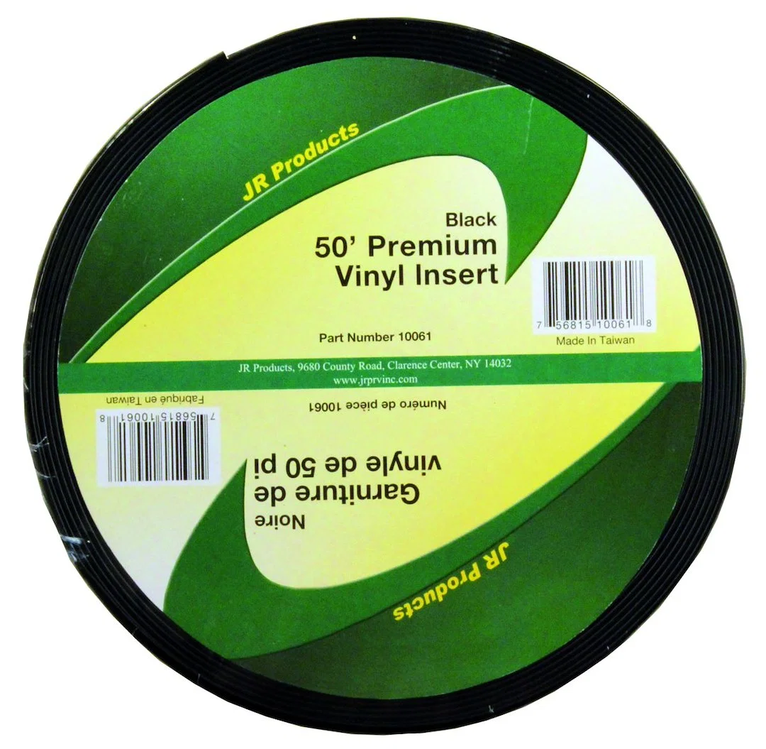 10061 – JR PRODUCTS Trim Molding Insert, Used For Trim Molding 1 Inch Width X 50 Foot Length Vinyl Black